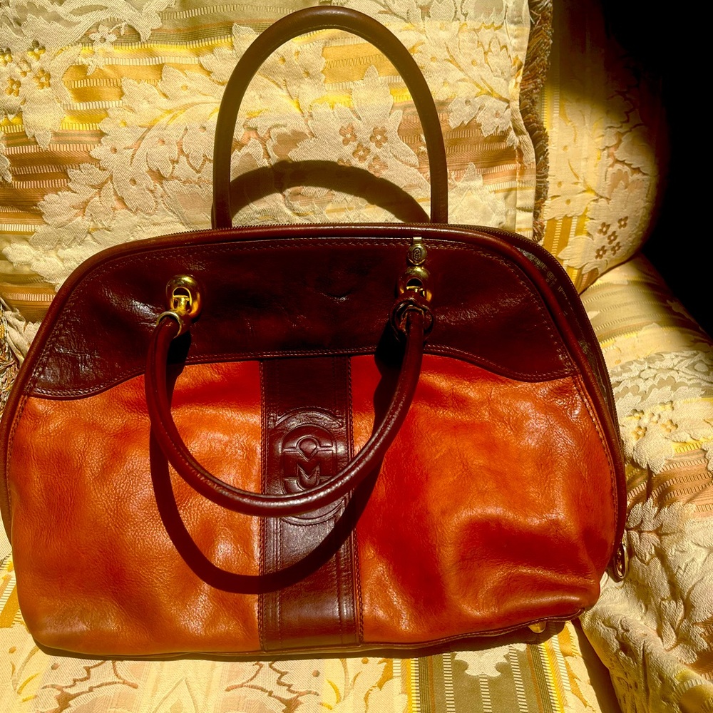 Marino Orlandi Leather Satchel in Rich Brown and Tan